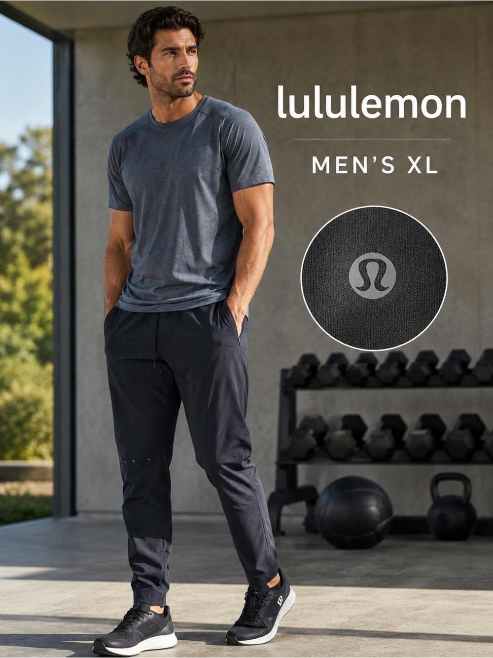 Lululemon Men’s XL Performance Jogger Pants Black Stretch Zip Pockets